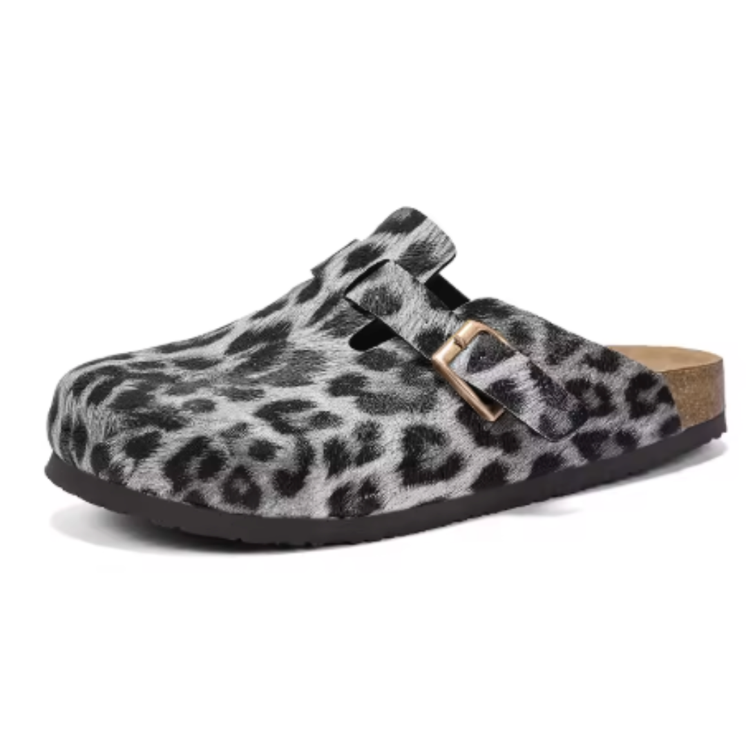 Leopard-Print — Women's Leather Clogs
