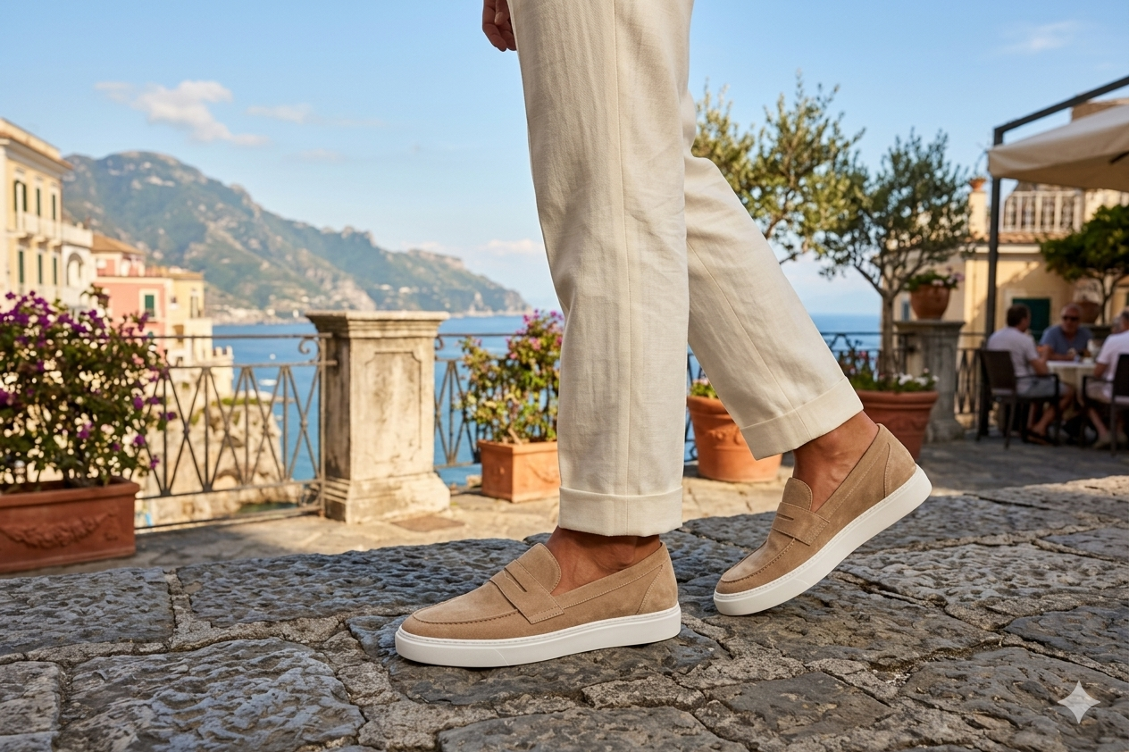 Ravello — 6 Cm Elevator Loafers, Beige, Men's