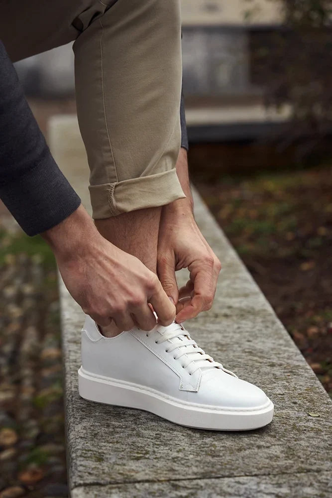 Bellagio — 6 Cm Elevator Sneakers, White, Men's