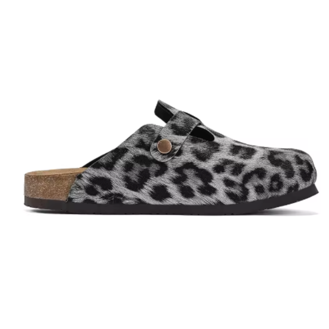 Leopard-Print  — Women's Leather Clogs