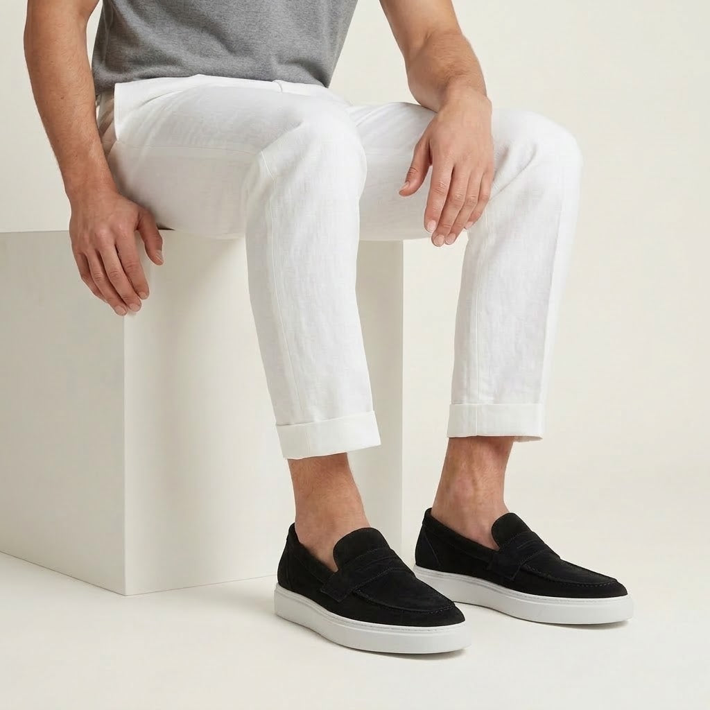 Ravello Suede Loafers Black 7 Cm