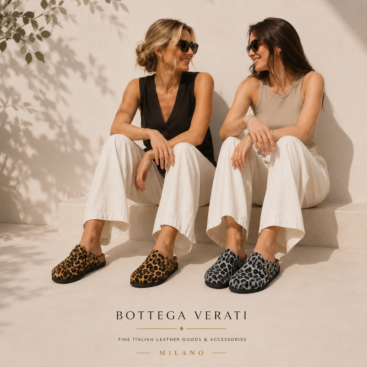 Leopard-Print  — Women's Leather Clogs