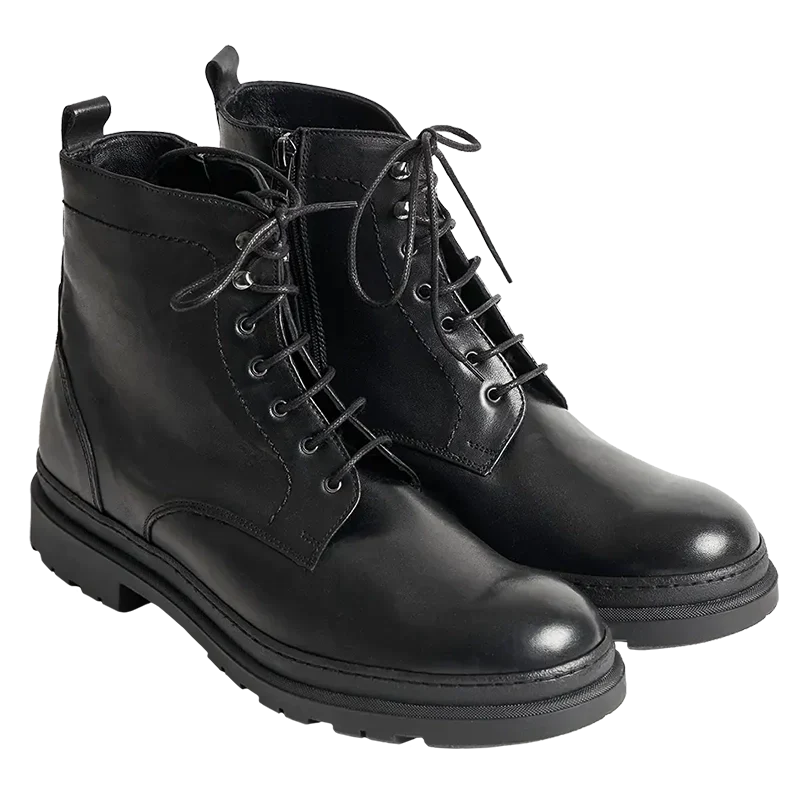 Morgex — 7 Cm Elevator Lace-Up Boots, Black, Men's
