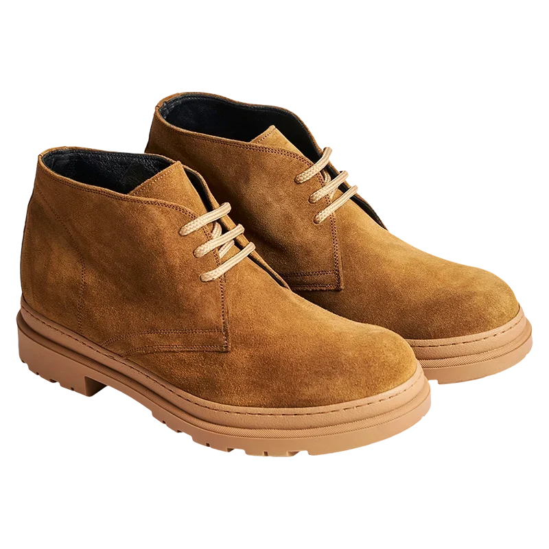 Della Corte — 7 Cm Elevator Chukka Boots, Camel, Men's