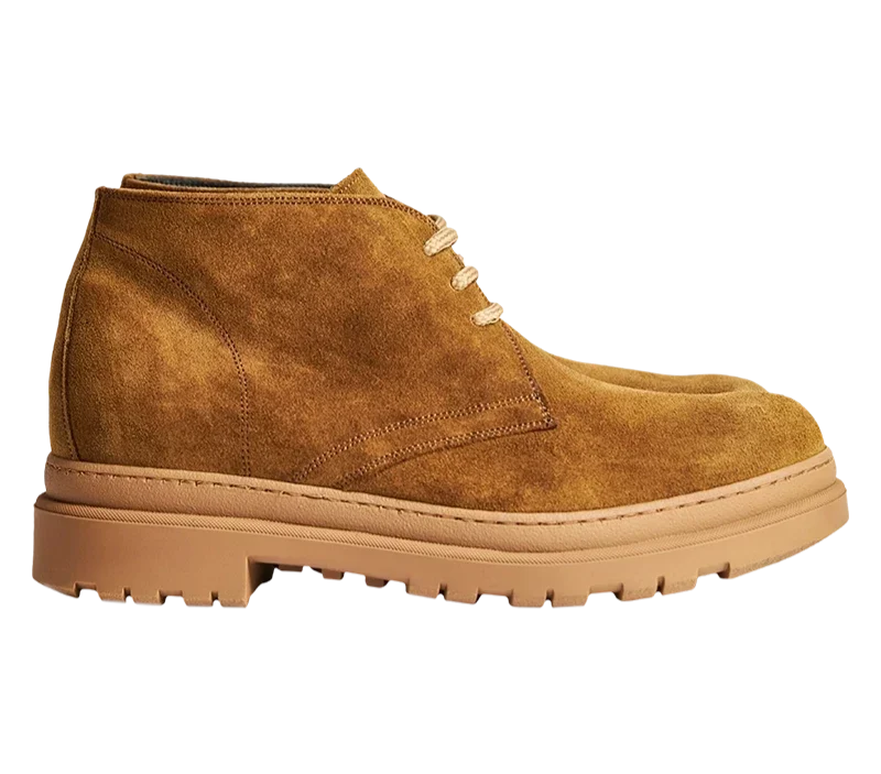 Della Corte — 7 Cm Elevator Chukka Boots, Camel, Men's
